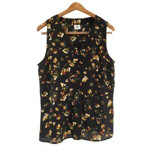 Beautiful Black Floral Flowy Cabi Tank Top Medium